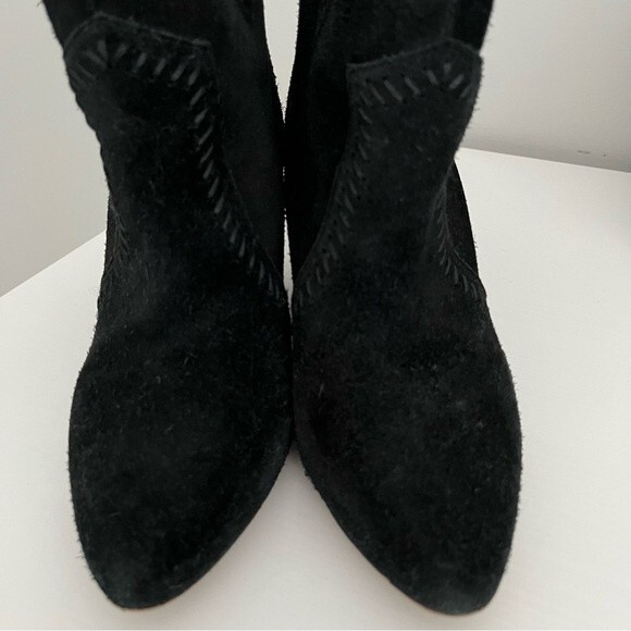 Rebecca Minkoff Black Bianca Suede Wedge Booties, Size 6.5 - Picture 11 of 12